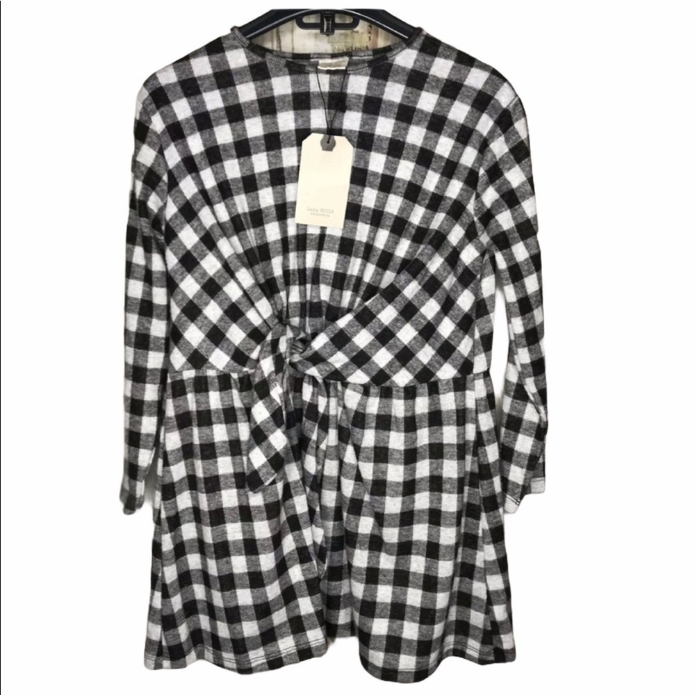 New Zara Girls Mini Buffalo Check Dress Size 9
